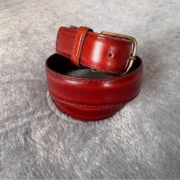 Dooney & Bourke Vintage Burgundy Wellington Calf Leather Belt Brass Buckle 80/32 - Picture 11 of 12